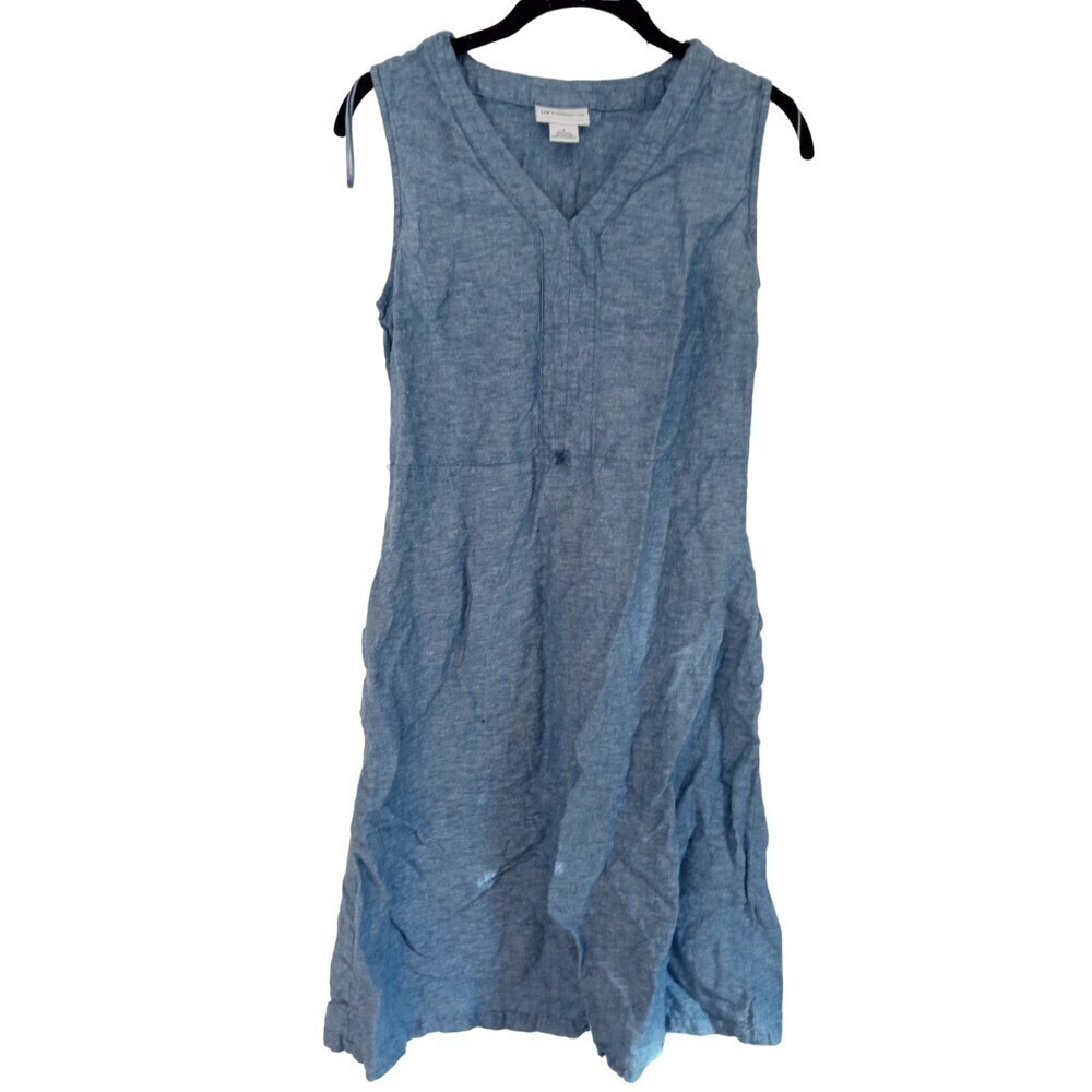 Liz Claiborne Denim style‎ linen blend sleeveless midi dress